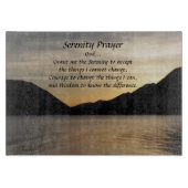 セレニティ祈りの言葉レイクサンセットランドスケープ カッティングボード (正面)