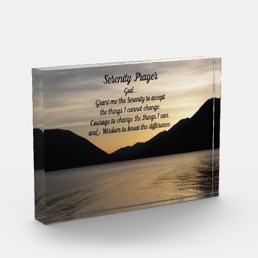 セレニティ祈りの言葉レイクサンセットランドスケープ フォトブロック (左)
