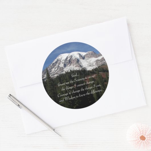 セレニティ祈りの言葉山レイニアフォト ラウンドシール (封筒)