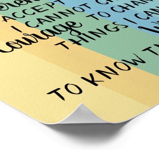 セレニティ祈りの言葉引用文オンストライプデザイン ポスター (角)