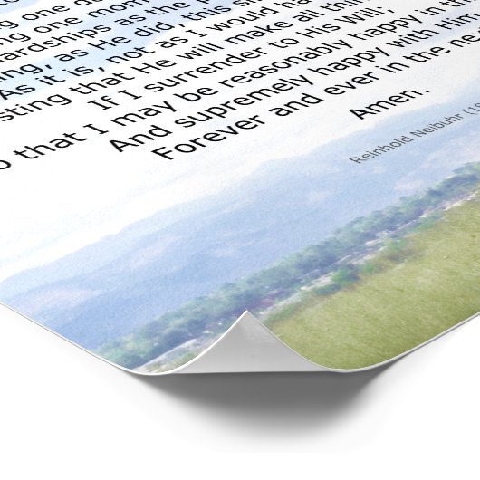 セレニティ祈りの言葉引用文オンランドスケープ写真アート ポスター (角)