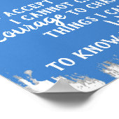 セレニティ祈りの言葉引用文ブルーとホワイトスト絵を描ローク ポスター (角)