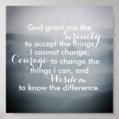 セレニティ祈りの言葉引用文ポスターブルーウォーター色 ポスター (正面)