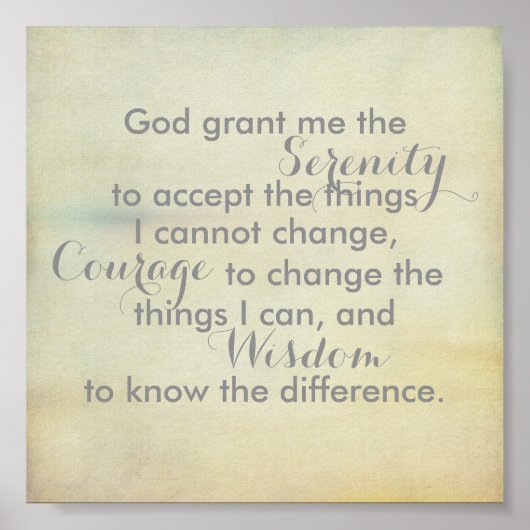 セレニティ祈りの言葉引用文ポスターヴィンテージスタイル ポスター (正面)