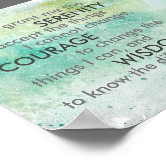 セレニティ祈りの言葉引用文水カラーデザインウォールアート ポスター (角)