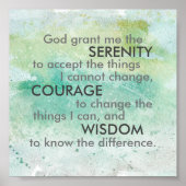 セレニティ祈りの言葉引用文水カラーデザインウォールアート ポスター (正面)