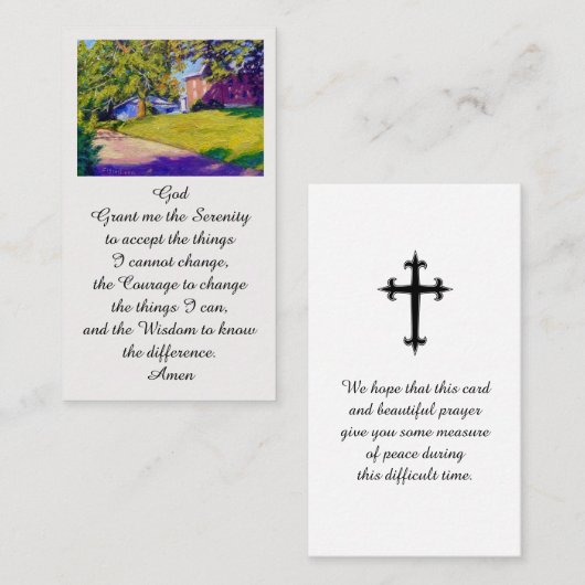 セレニティ祈りの言葉悔やみや弔慰葬儀カード 名刺 (正面/裏面)
