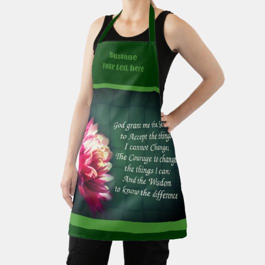 セレニティ祈りの言葉感動的フラワーパーソナライズされた エプロン (インサイチュ)