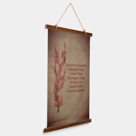 セレニティ祈りの言葉感動的祈りの言葉フローラ 吊り下げ型タペストリー (傾斜あり)