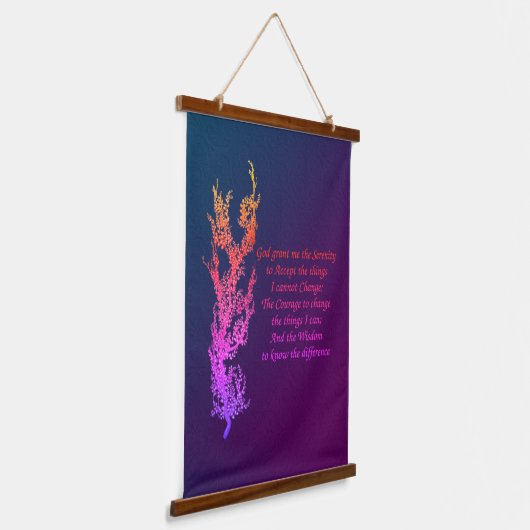 セレニティ祈りの言葉感動的祈りの言葉ブラック 吊り下げ型タペストリー (傾斜あり)