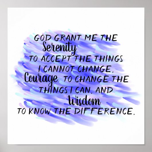 セレニティ祈りの言葉抽象芸術ブルーウォーター色デザイン ポスター (正面)
