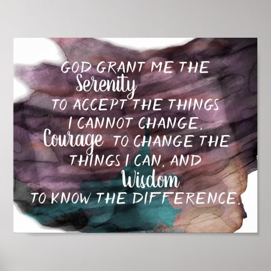 セレニティ祈りの言葉抽象芸術水カラーデザイン ポスター (正面)
