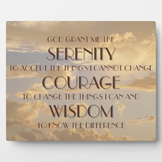 セレニティ祈りの言葉白熱［赤熱］光を放つスカイ フォトプラーク (正面)