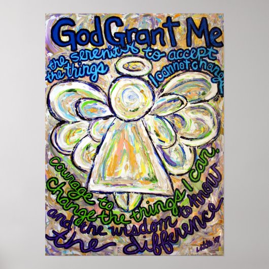セレニティ祈りの言葉絵画エンジェルのポスター(中) ポスター (正面)
