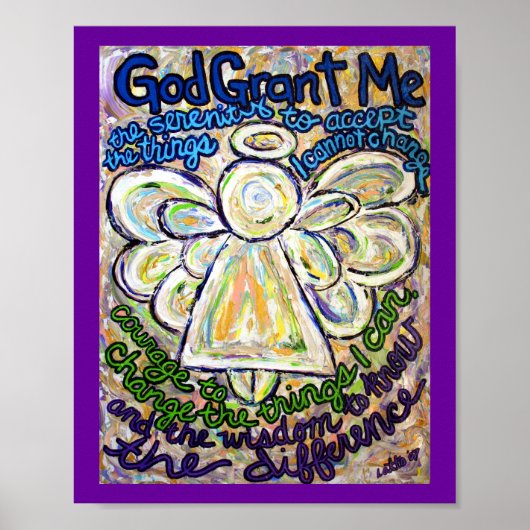 セレニティ祈りの言葉絵画エンジェルズアートポスター（小） ポスター (正面)