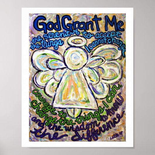 セレニティ祈りの言葉絵画エンジェルズアートポスター(小) ポスター (正面)