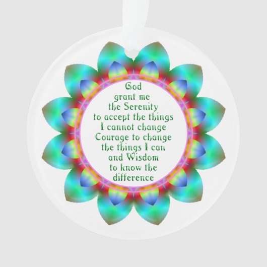 セレニティ祈りの言葉12花びらデザイン花を中心に オーナメント (正面)