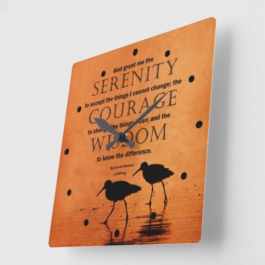 セレニティ祈りの言葉：シーグルス スクエア壁時計 (傾斜)