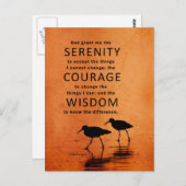 セレニティ祈りの言葉(シーグルス，ビーチ，神よ私に与える) ポストカード (正面/裏面)
