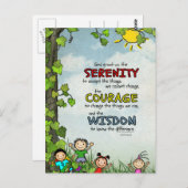 セレニティ祈りの言葉:ハッピーチルドレン、強さ/回復 ポストカード (正面/裏面)