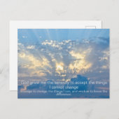 セレニティ祈りの言葉 – 太陽の光と空の雲 ポストカード (正面/裏面)