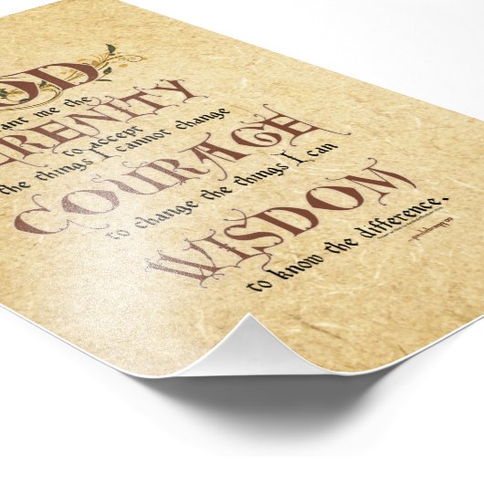 セレニティ祈りの言葉：旧英語アンティーク、強さ/レック フォトプリント            (角)