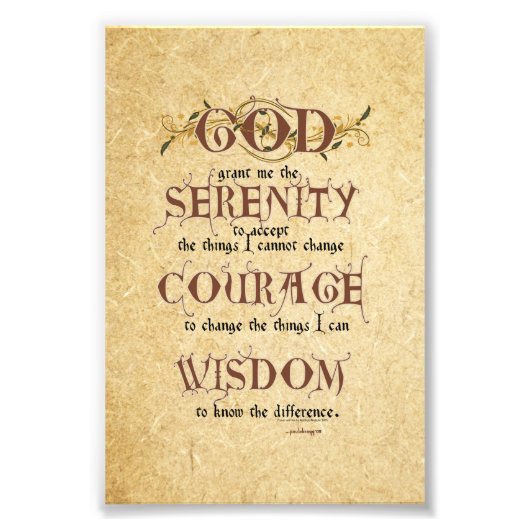 セレニティ祈りの言葉:旧英語アンティーク、強さ/レック フォトプリント            (正面)