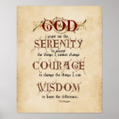 セレニティ祈りの言葉：書道感動的祈りの言葉 ポスター (正面)