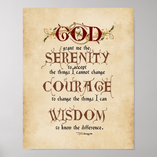 セレニティ祈りの言葉:書道感動的祈りの言葉 ポスター (正面)