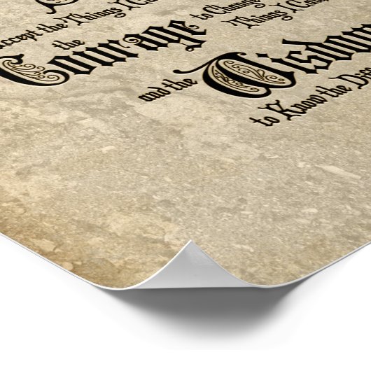 セレニティ祈りの言葉：書道、アンティーク、回復 ポスター (角)