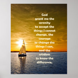 セレニティ祈りの言葉:海、強さ/レコブの帆船 ポスター