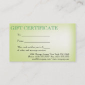 セレニティ禅ギフト証明書ビジネスカード 割引カード (裏面)