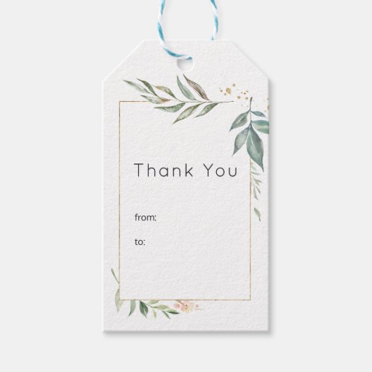 セレニティ金ゴールドと緑結婚の幾何学模様 ギフトタグ (正面)