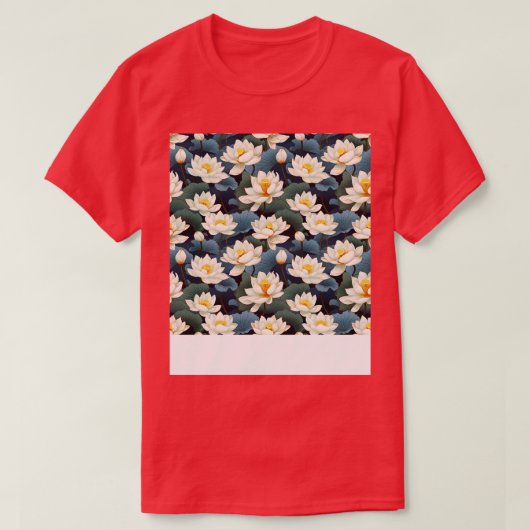 セレニティ開花タイムレスロータスフラワーパターン15 Tシャツ (デザイン正面)