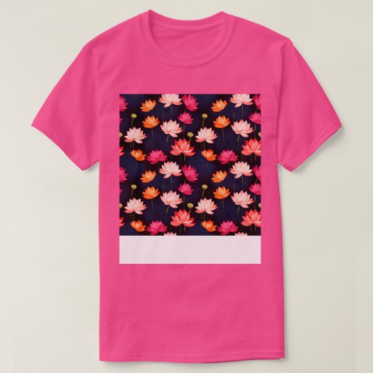 セレニティ開花タイムレスロータスフラワーパターン16 Tシャツ (デザイン正面)