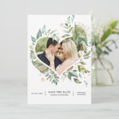 セレニティ ウォーターカラー グリーン幾何学 ウェディング セーブザデート (スタンド正面)