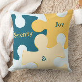 セレニティ&ジョイブルー&イエローパズルピース クッション (ブランケット)