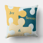 セレニティ&ジョイブルー&イエローパズルピース クッション (裏面)