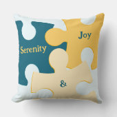 セレニティ&ジョイブルー&イエローパズルピース クッション (正面)