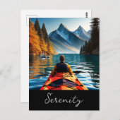 セレニティ |湖のカヤック ポストカード (正面/裏面)