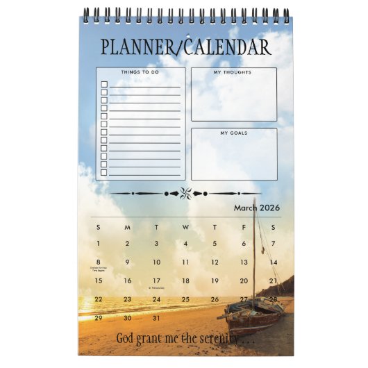 セレニテパーソナライズされたィ祈りの言葉回収ギフトプランナー カレンダー (3月 2026)