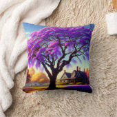 **「セレニ素朴ティ：パープルジャカランダの抱擁 クッション (ブランケット)