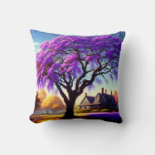 **「セレニ素朴ティ：パープルジャカランダの抱擁 クッション (正面)