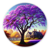 **「セレニ素朴ティ：パープルジャカランダの抱擁 セラミックノブ (正面)