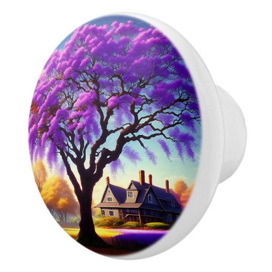 **「セレニ素朴ティ：パープルジャカランダの抱擁 セラミックノブ (右)