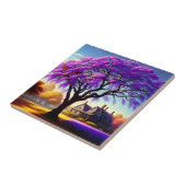 **「セレニ素朴ティ：パープルジャカランダの抱擁 タイル (側面)