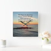 セレネエレミヤ29:11日の出 スクエア壁時計 (ホーム)