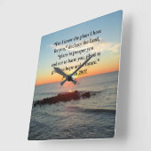 セレネエレミヤ29:11日の出 スクエア壁時計 (傾斜)