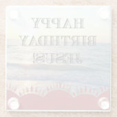 セレネサンセットオーバー海ハッピーバースデーイエス ガラスコースター (裏面)