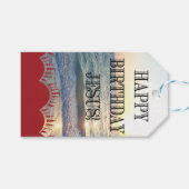 セレネサンセットオーバー海ハッピーバースデーイエス ギフトタグ (正面(横))